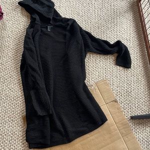 Black hooded cardigan